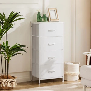 Dresser for Bedroom Fabric Storage Tower with 4 Drawers Steel Frame, Wood Top - Picture 1 of 33