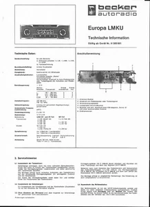 Becker  Service Manual  für Europa LMKU deutsch Copy - Picture 1 of 1