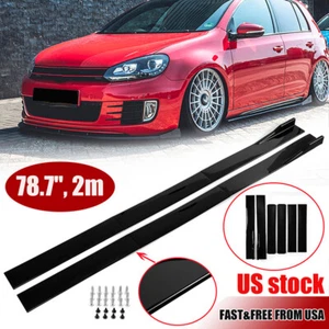 Glossy Black 78.7'' Car Side Skirt Panel Lip Fits VW For Golf MK6 MK7 GTI Jetta - Picture 1 of 12