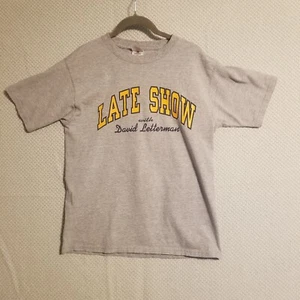 Vintage Late Show With David Letterman Shirt Medium FOL Tee Gray 90s - Picture 1 of 6