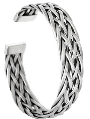 925 Silber  Wikinger Armreif  Hand geflochten breite Ausführung GrL Armspange - Bild 1 von 4