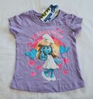 The Smurfs Smurfette Girls Purple Printed Short Sleeve T Shirt Size 2 New