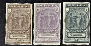 1923 Italy SEMI-POSTAL Ann.Fascisti BLACK SHIRTS Fund Sc#B17-19 M/H/OG** ^ - Picture 1 of 1