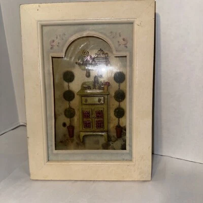 Винтажная диорама викторианская ванная комната кукольный домик мебель теневая коробка - Изображение 1 из 4