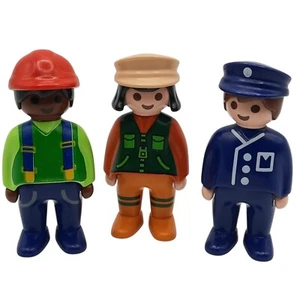 Playmobil Figures Lot of 3 Geobra 1990 Police Officer Ranger Construction Worker - Picture 1 of 5