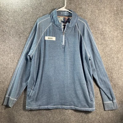 Margaritaville Sweatshirt Mens L- XL Blue Long Sleeve Pullover Size 1/4 Zip - Image 1 of 4