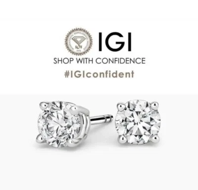 2ct Total labgrown-diamond earring studs IGI Certified - Image 1 of 4