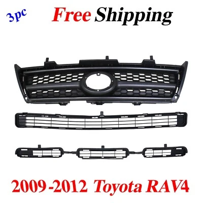 For 2009-2012 Toyota RAV4 Front Bumper Grille + Upper Grille & Lower Grille 3pc Foto 1 de 4