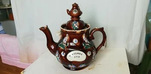 Antique Measham Bargeware Teapot F Holmes 1916 - Picture 1 of 12