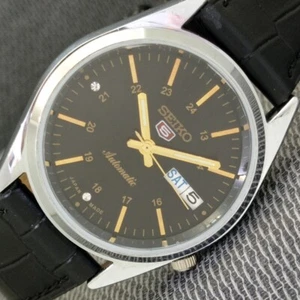 CLASSIC RESTORED SEIKO 5 AUTOMATIC JAPAN MENS BLACK COLOR DIAL WATCH a1148-A - Imagen 1 de 10