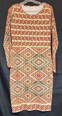 Vestido para mujer LuLaRoe multicolor estampado geométrico manga larga talla M usado en excelente estado Foto 1 de 3