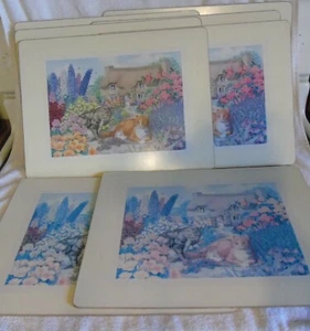 8 Cottage Garden Cats Royal Table Placemats Cork Back 16x12 - Picture 1 of 12
