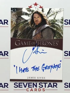 Game Of Thrones Iron Anniversary Auto Jamie Sives "I Hate The Greyjoys" /25-50 - Picture 1 of 1