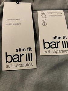 BAR III Grey Dress Pants msrp 175.00   32W 34L Men’s Slim Fit NWT  fast ship - Picture 1 of 6