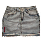Womens Denim Mini Skirt Y2k Micro Short Light Blue Jeans Casual Skirt Size S/M