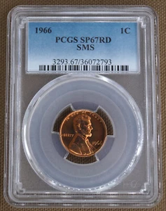1966 SMS LINCOLN CENT PCGS SP67RD - Picture 1 of 2