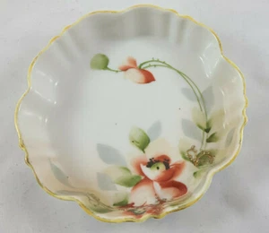 Vintage Nippon Rust/Peach Hand Painted Floral Trinket Dish Small Handpainted - Bild 1 von 5