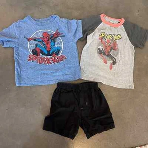 Marvel Spider Man tops black shorts bundle toddler boys 2T set - Picture 1 of 6