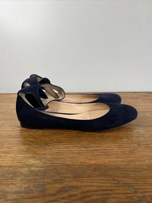 GIANVITO ROSSI Talla 37 • Azul Marino Correa al Tobillo Gamuza Planos Foto 1 de 4