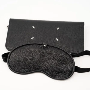 Maison Margiela Eye Mask Case Set Black Leather Travel - Picture 1 of 7