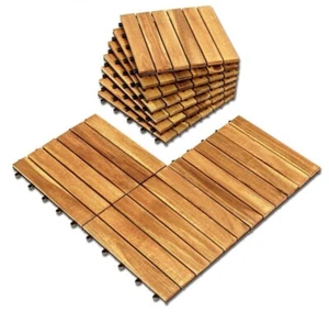 Interlocking Deck Tiles (10pk) 12x12in Waterproof Indoor/Outdoor, Acacia Wood - Picture 1 of 2