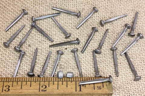 1” Square NAILS 25 quantity round small domed head brads vintage antique rustic Cover