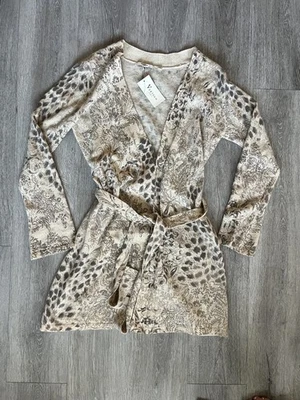 Vertigo Paris Mixed Print Belted Wool/Angora Duster Brown XL  NWT  - Image 1 of 4