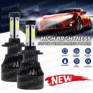4Side H7 LED Headlight Bulbs 400W 40000LM Light Hi/Lo Beam 6500K HID White Lamp - Picture 1 of 19