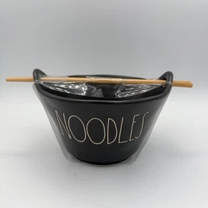 Rae Dunn Artisan Collection Noodles Bowl Chopsticks Set Magenta Black Ceramic - Picture 1 of 5