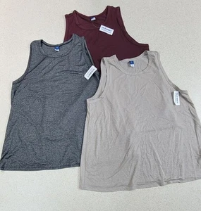 Old Navy CloudMotion Tank Tops Women (3 Tops: Burgundy, Beige, Metallic)SIZE M - Picture 1 of 10