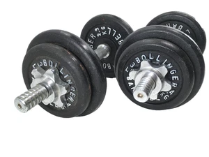 (2x) 20lb (8 plates) Bollinger Threaded Dumbbell Bars Handles w/ Screw Collars - Picture 1 of 11