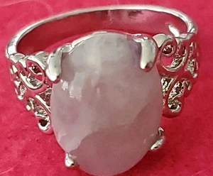 Anillo Ovalado Cuarzo Ahumado Tono Plata - Talla 7 N8 - Imagen 1 de 5