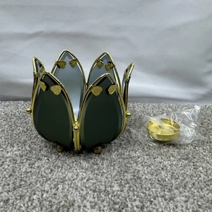 PartyLite Waterlily Tealight Votive Candle Holder P0560 Glass & Brass - Picture 1 of 11