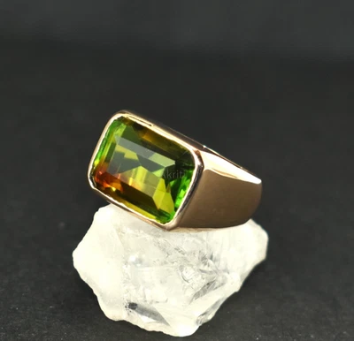 Anel de sinete 100% cobre quartzo frutado feito à mão joia estilo acabamento ouro rosa - Imagem 1 de 4