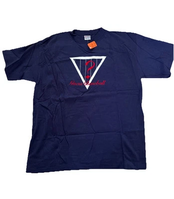 NWT! VTG! Guess T-Shirt Sz L Embroidered Question Mark Short Sleeve Navy Blue - Image 1 of 4