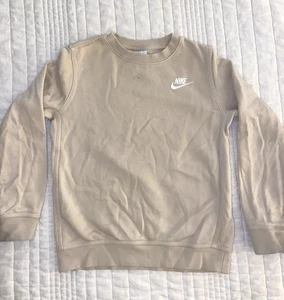 Nike Boys Girls Unisex Size Small Beige Pullover Sweatshirt Sweater Kids - Picture 1 of 16