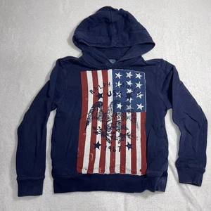 Ralph Lauren Boy's Size M 10-12 Hoodie American Flag Distress Screen Print - Picture 1 of 9
