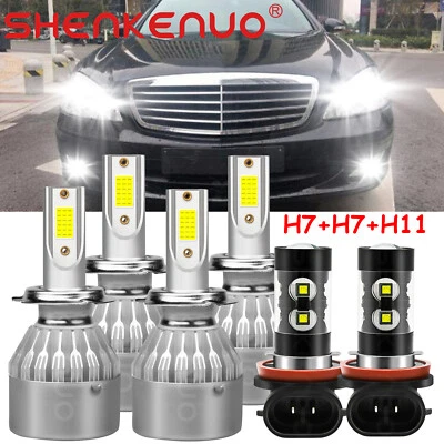Para Mercedes-Benz S500 2003-2006 6x farol de LED alto/baixo + lâmpadas de neblina 6000K - Imagem 1 de 4