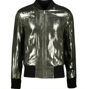 Versus Versace Gold Seidenmischung Metallic Bomberjacke EU48 - UK38, UVP £ 720 - Bild 1 von 10