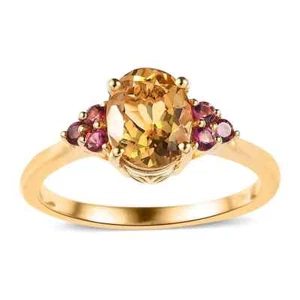 Premium Brasilianischer Heliodor, Premium Ouro Fino Rubellit Ring in Vermeil YG Over - Bild 1 von 4