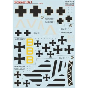 Fokker Dr I Part 2 Decal for airplane Scale 1:48 Print Scale 48-278 Wet Decals - Picture 1 of 2