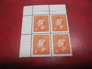 CANADA Unitrade# 306 4c KG VI "POSTES-POSTAGE" UL PLATE 15 MH - Picture 1 of 2