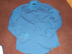 ATTENTION MENS MODERN FIT LONG SLEEVE BUTTON UP DRESS SHIRT SIZE MEDIUM BLUE - Picture 1 of 6