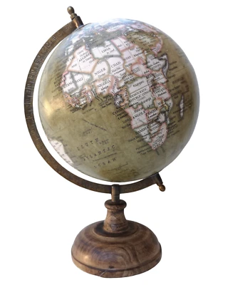 Deko Globus Antik Look Dekoration Maritim Weltkugel Atlas Karte -15 Holz grün - Bild 1 von 2