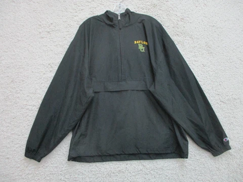 Champion Baylor University Jacket 2XL XXL Black Pullover Half Zip Hoodie Mens A1 Cover
