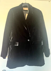 JJXX Luxury Black Ladies Velvet Blazer Size S New With Tags Button Front - Picture 1 of 11