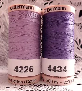 2 purple GUTERMANN 100% cotton hand thread for Quilting 220 yard Spools - Picture 1 of 1