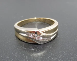 STUNNING 14K 2TONE MEN'S DIAMOND BAND RING .20 tcw SZ 9 5.81 grams (A18773) - Picture 1 of 9