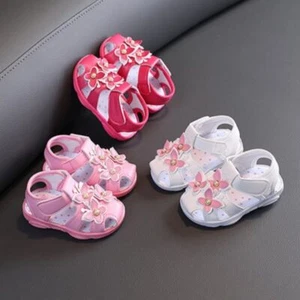 Baby Girls Beach Sandals Summer Toddlers Soft Sole Anti-slip Pram Sliders Shoes - Picture 1 of 14