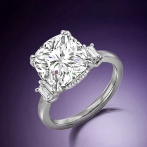 3.20 Ct Cushion Cut IGI Certified Lab Grown Diamond Wedding Ring 14k White Gold - Picture 1 of 14
